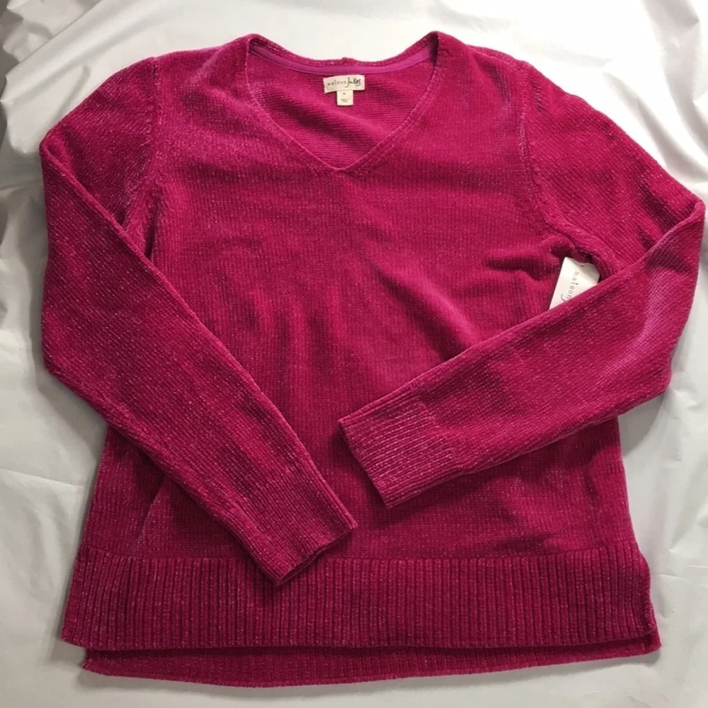 Maison Jules Women’s Chenille Ripe Raspberry Sweater Size XL NEW with Tags